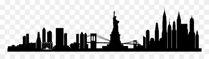 1318x305 New York City Skyline New York City New York City Skyline Silhouette Transparent, Gray, World Of Warcraft HD PNG Download