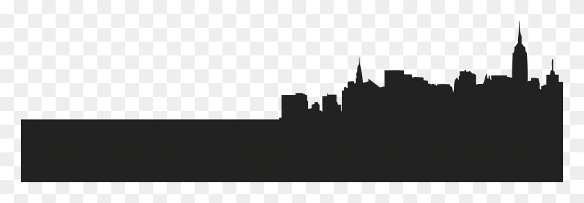 6436x1930 New York City Skyline Silhouette Clipart New York City Shadow, Stencil HD PNG Download