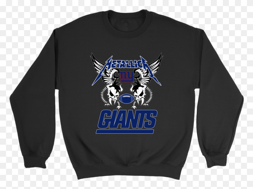 1009x734 New York Giants Metallica Heavy Metal Football Sweatshirt Crew Neck, Clothing, Apparel, Sweater HD PNG Download