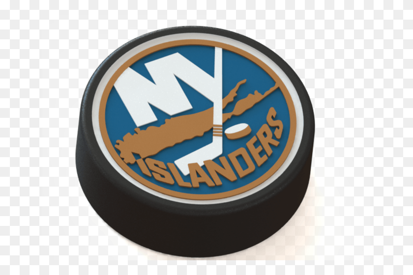 667x500 New York Islanders Logo On Ice Hockey Puck 3d Print New York Islanders, Weapon, Weaponry, Symbol HD PNG Download