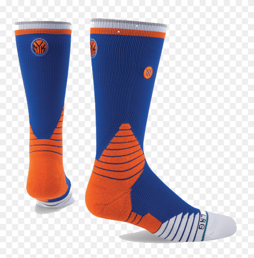 838x851 New York Knicks Basketball Socks Blue Orange, Clothing, Apparel, Footwear HD PNG Download
