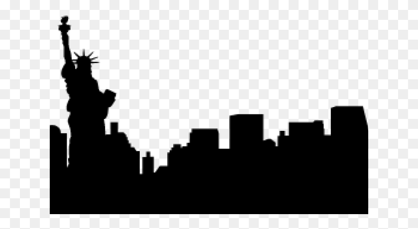 641x402 New York Skyline Outline Statue Of Liberty, Gray, World Of Warcraft HD PNG Download