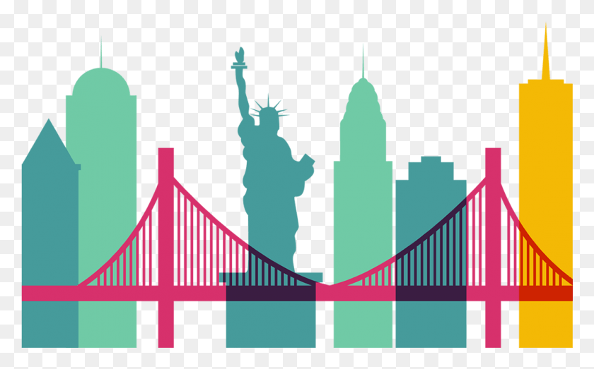 1081x643 Нью-Йорк Snapchat Geofilter Нью-Йорк, Здание, Мост, Подвесной Мост Png Скачать