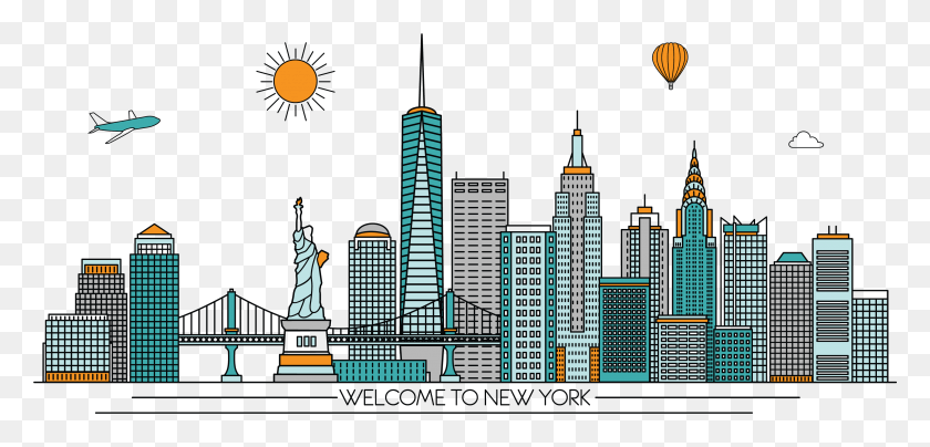 3425x1512 New York Transparent New York No Background, Urban, City, Building HD PNG Download