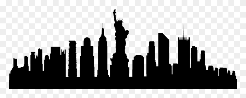 1001x353 Нью-Йорк Вектор Черный1 Статуя Свободы, Серый, Мир Варкрафта Png Скачать