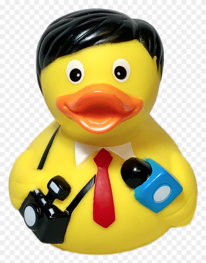 877x1138 News Reporter Rubber Duck Duck News, Toy, Figurine Descargar Hd Png