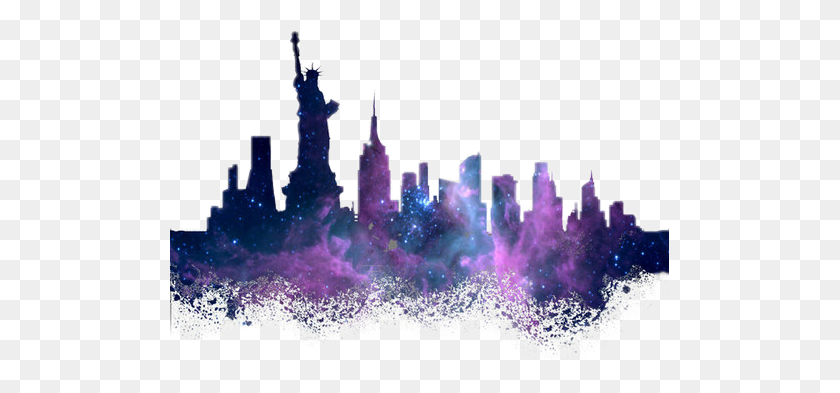 499x333 Newyork City Galaxy Ciudad Watercolour Art New York, Purple, Outdoors, Chess HD PNG Download
