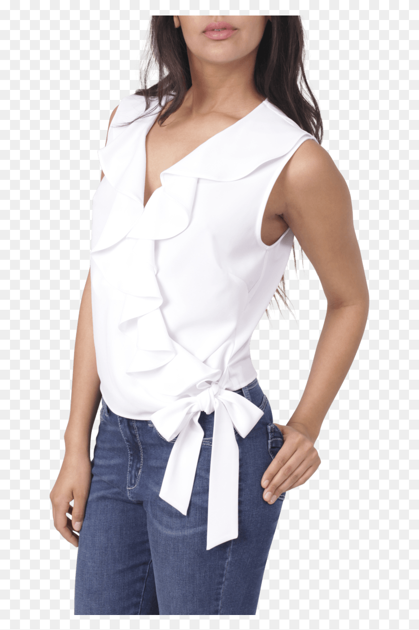 643x1201 Next Eva Longoria Collection Ruffles White Top, Clothing, Apparel, Person HD PNG Download