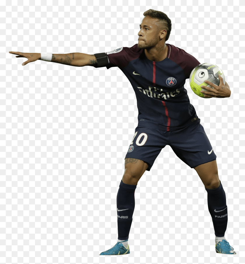 2386x2583 Neymar Psg 2017 With Ball Clipart Image Neymar Paris Saint Germain, Person, Human, Soccer Ball HD PNG Download