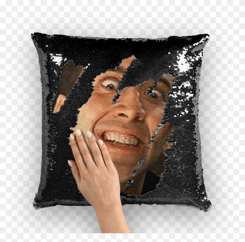 1025x1013 Nic Cage Sequin Pillow, Cushion, Person, Human HD PNG Download