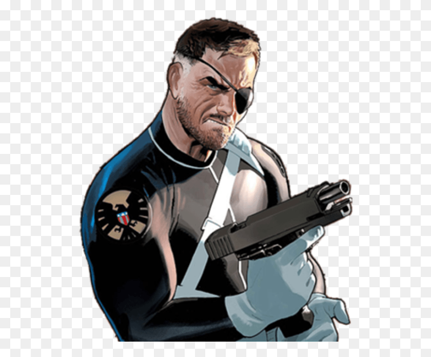 536x636 Nick Fury, Person, Human, Weapon HD PNG Download