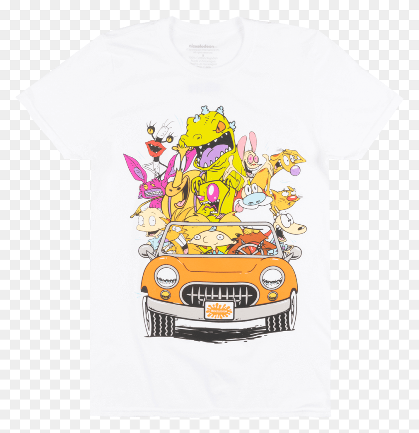 941x974 Nickelodeon Cartoon Characters T Shirt White Retro T Shirt, Clothing, Apparel, T-shirt HD PNG Download