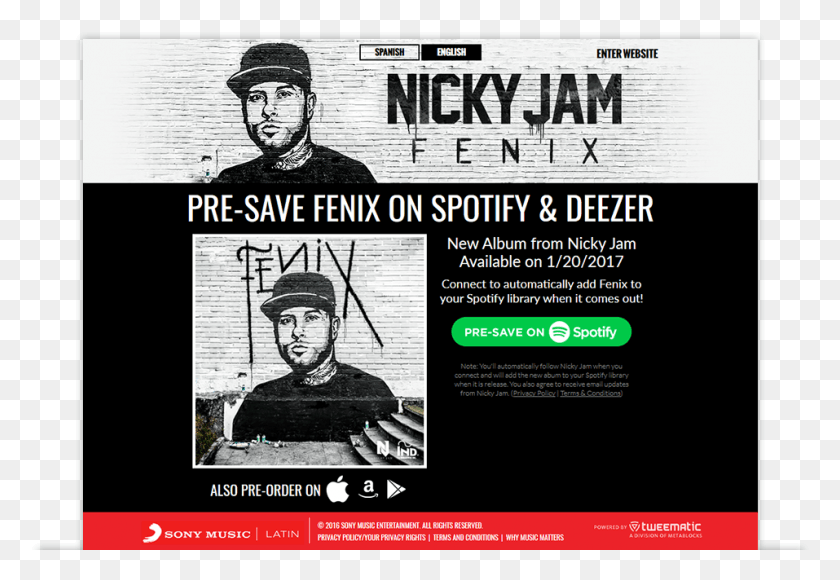 957x638 Descargar Png / Nicky Jam Presave Para Spotify, Cartel, Publicidad, Persona Hd Png