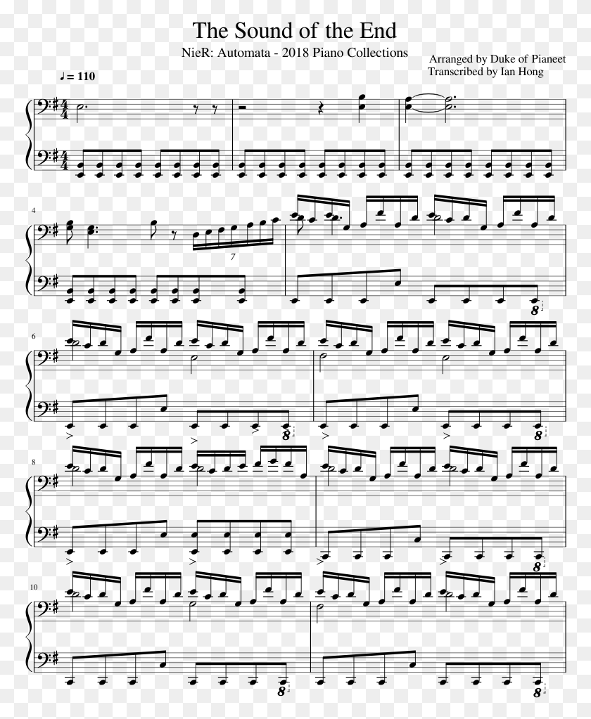 770x963 Nier Automata The Sound Of The End Sheet Music, Gray, World Of Warcraft HD PNG Download