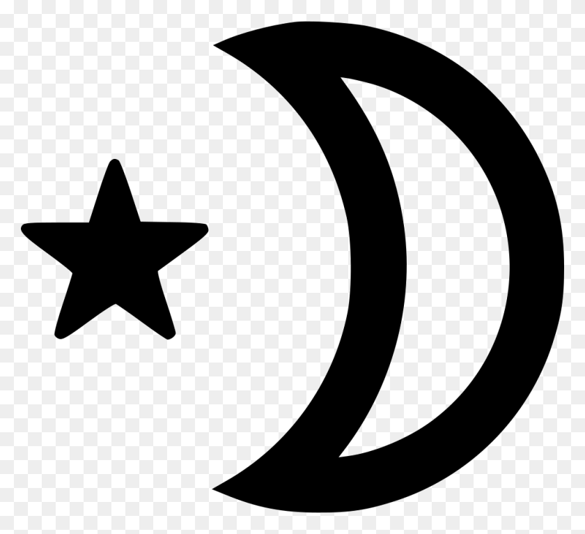 980x888 Night Clear Moon Star Outline Comments Islam Flag Colors, Symbol, Star Symbol, Number HD PNG Download