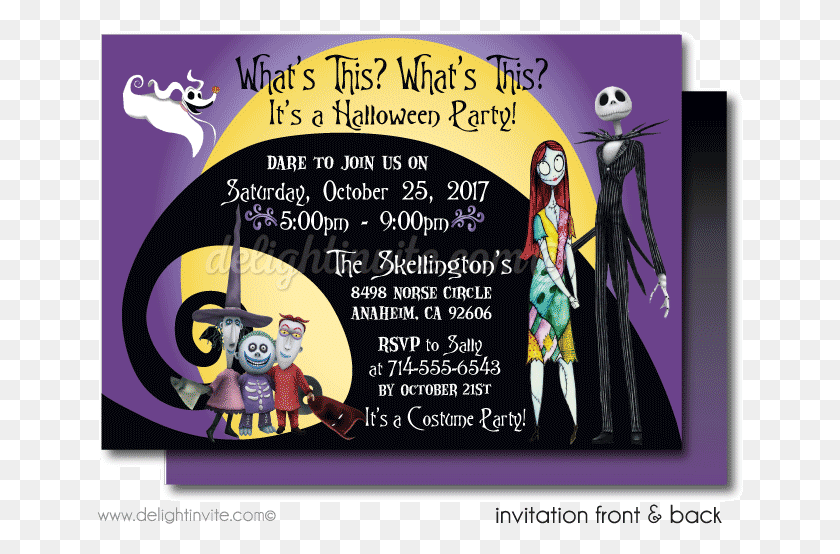 647x494 Nightmare Before Christmas Halloween Invites Nightmare Before Christmas Invitations Templates Free, Advertisement, Poster, Text HD PNG Download
