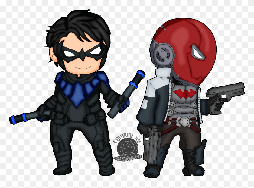 2581x1868 Descargar Png / Nightwing And Red Hood Nightwing Y Red Hood De Dibujos Animados, Ropa, Ropa, Persona Hd Png
