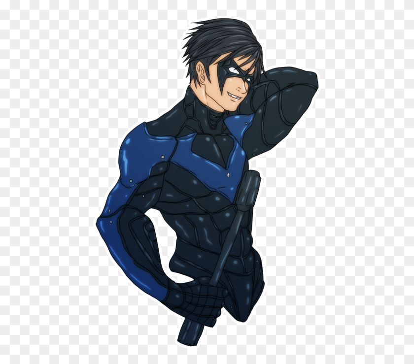 465x679 Nightwing Arkham City By Nursury Teen Titans Nightwing Long Hair, Chair, Furniture, Helmet HD PNG Download
