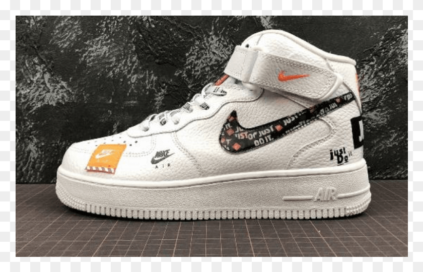 801x493 Nike Air Force 1 Mid Retro Just Do It, Shoe, Footwear, Clothing HD PNG Download