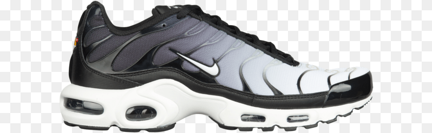 612x259 Nike Air Max Plus Black White, Clothing, Footwear, Shoe, Sneaker Clipart PNG