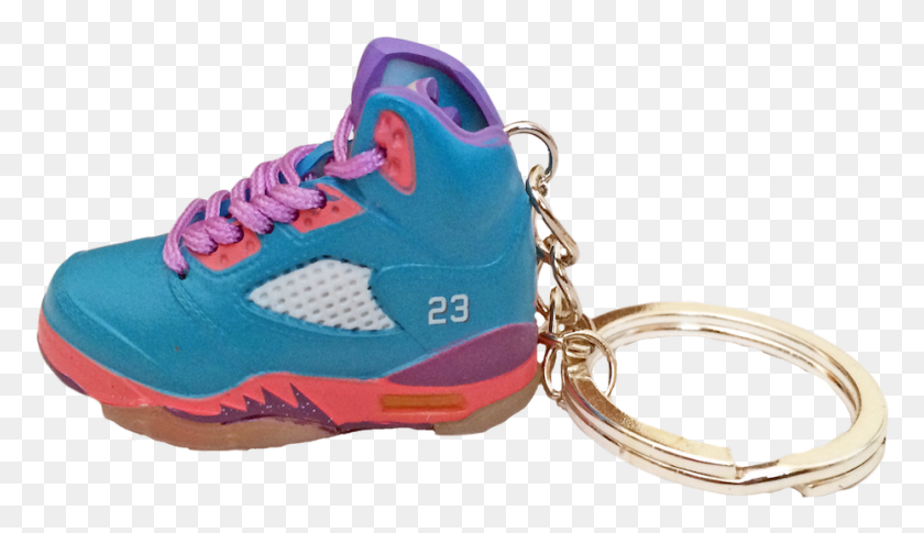 931x508 Nike Jordan 5 V Teal Pink Miami Vice 3d Keychain Sneakers, Shoe, Footwear, Clothing HD PNG Download
