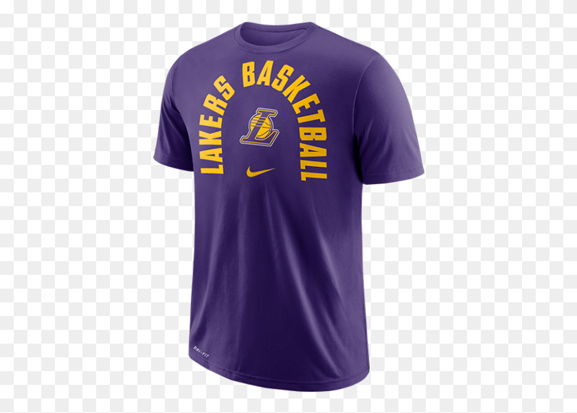 396x541 Nike Nba Los Angeles Lakers Arch Wordmark Logo Lebron Lakers T Shirt, Clothing, Apparel, Shirt HD PNG Download