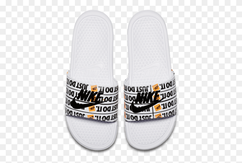 406x505 Nike Nike Just Do It Slides White, Clothing, Apparel, Footwear HD PNG Download