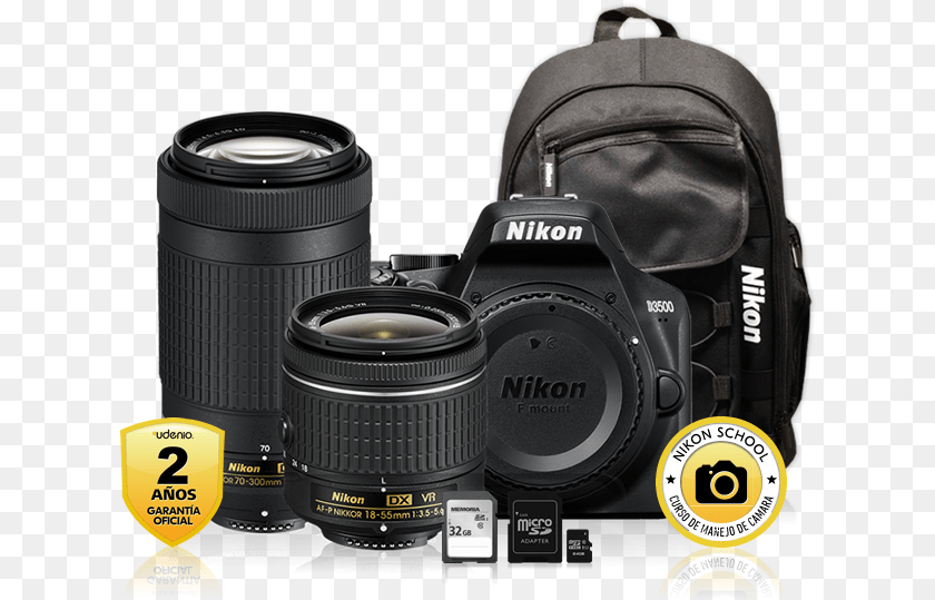 627x539 Nikon D3500 2 Lens Kit, Electronics, Camera, Camera Lens, Digital Camera Sticker PNG