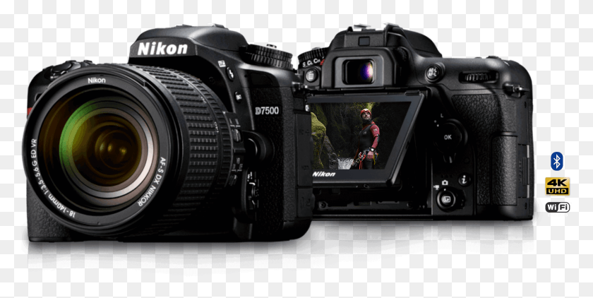 1997x927 Nikon Dslr Comparison Nikon D7500 4k, Camera, Electronics, Person HD PNG Download
