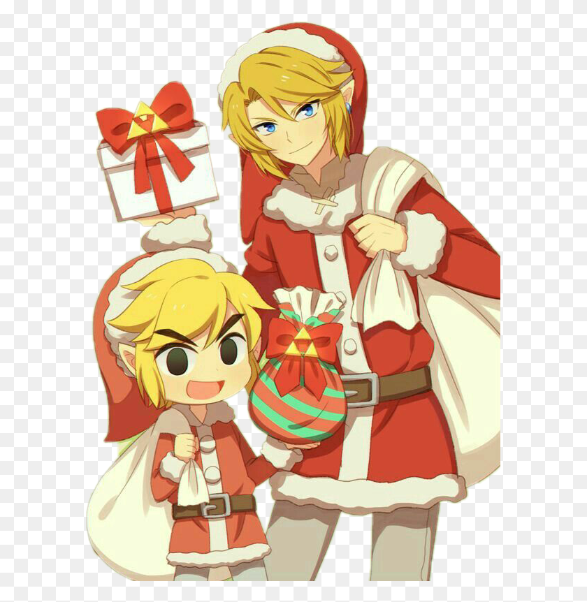 593x802 Nintendo Zelda Link Red Rojo Navidad Christmas Toon Link And Link, Комиксы, Книга, Манга Png Скачать