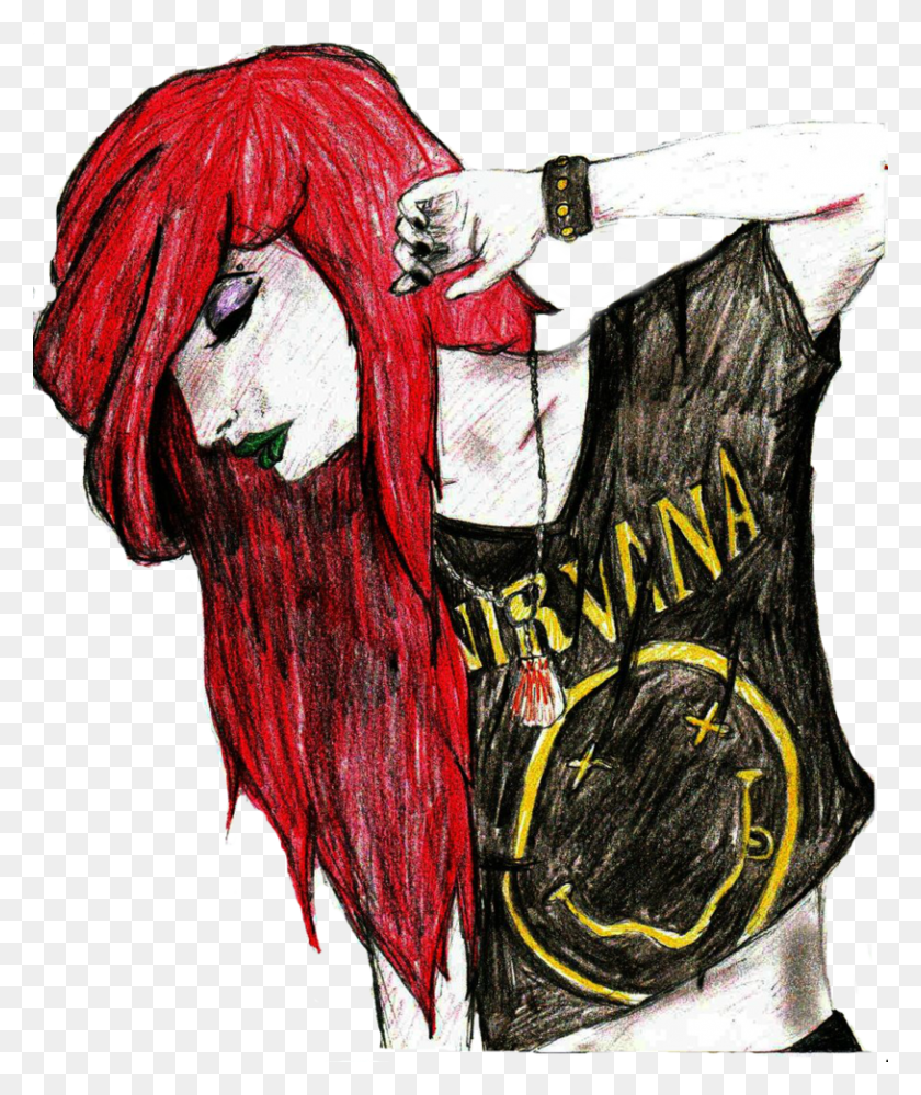 814x980 Nirvana Hipster Explore Tumblr Drawings Grunge Imagenes De Ariel La Sirenita Rockera, Person, Human HD PNG Download