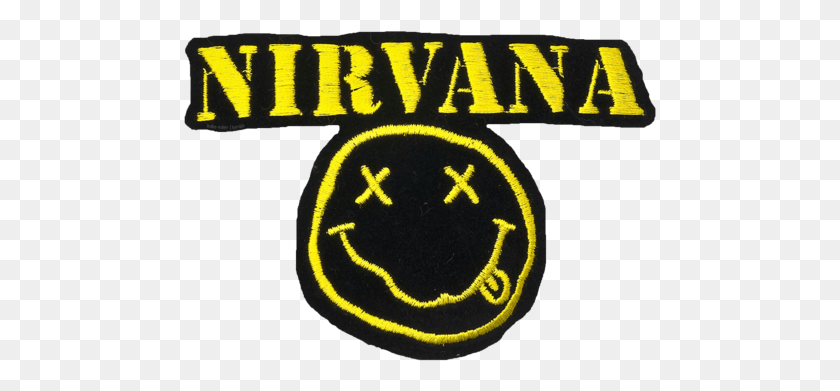 473x331 Нашивка С Логотипом Nirvana Freetoedit Nirvana Smiley, Алфавит, Текст, Символ Hd Png Скачать