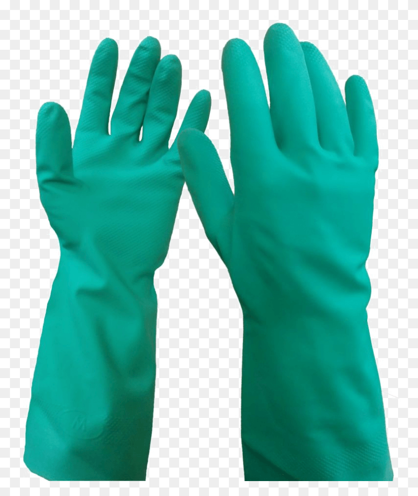 792x952 Nitrile Gauntlet Flock Lined Rubber Gloves Latex Gloves Natural Rubber, Clothing, Apparel, Glove HD PNG Download