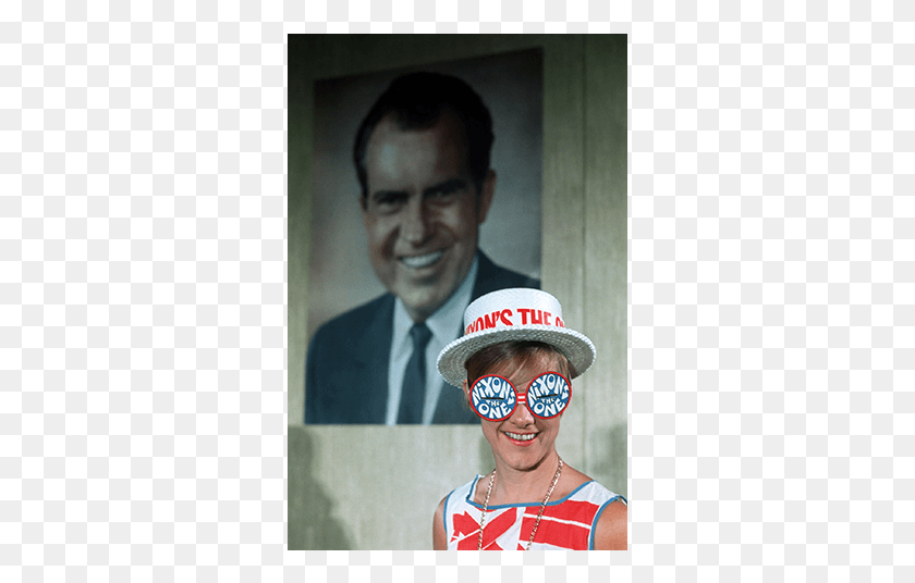 313x476 Nixon Supporter At The Republican National Convention Fun, Sunglasses, Person, Hat HD PNG Download