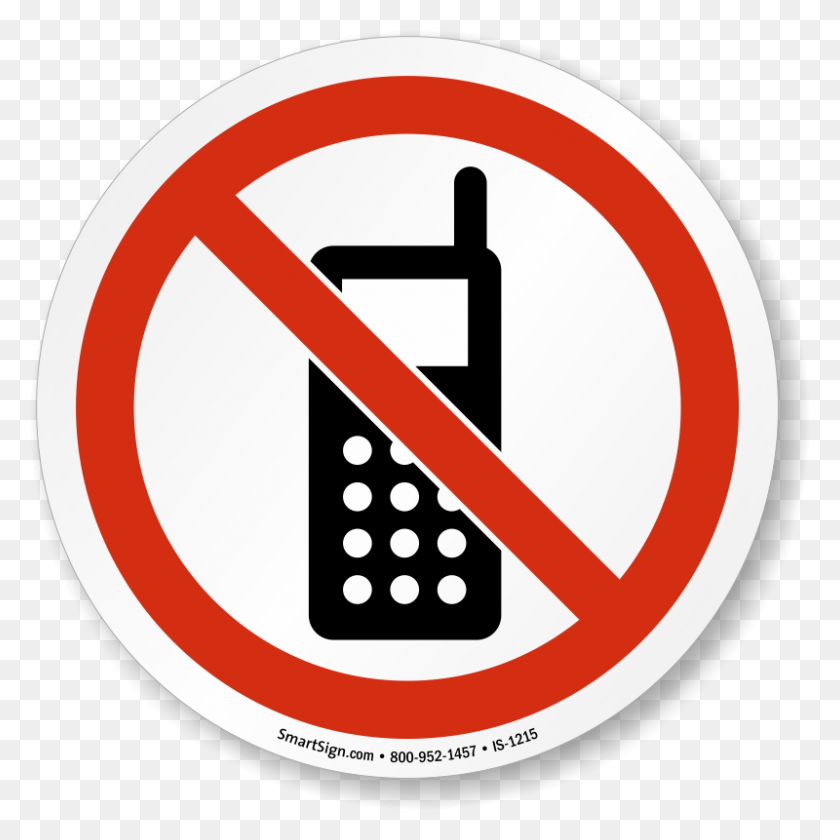 800x800 No Cell Phones Symbol Iso Prohibition Circular Sign Lab Safety No Running, Road Sign, Urban, Stopsign HD PNG Download