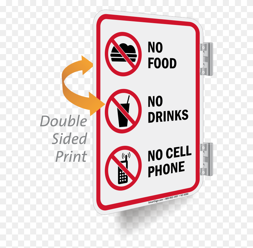 576x765 No Food Drinks Cell Phone Double Sided Sign Fire Lane, Symbol, Text, Number HD PNG Download