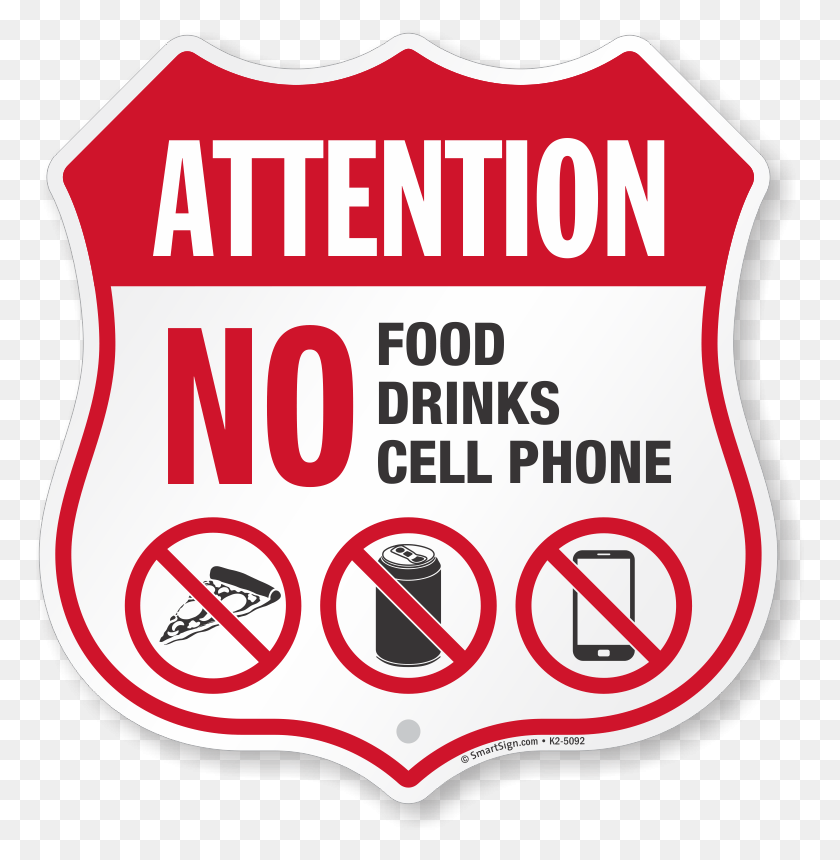 768x800 No Food No Drinks No Cell Phone Property Shield Sign Pool Closed For Maintenance, Symbol, Ketchup, Road Sign HD PNG Download