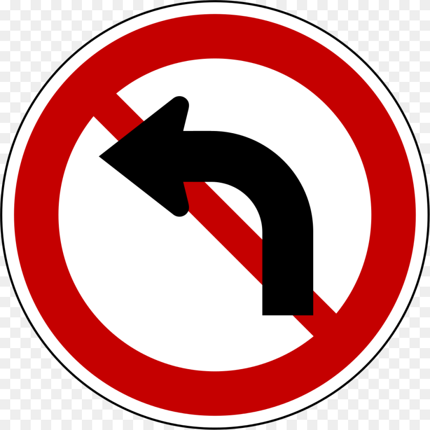 No Left Turn Road Sign, Symbol, Road Sign Transparent PNG