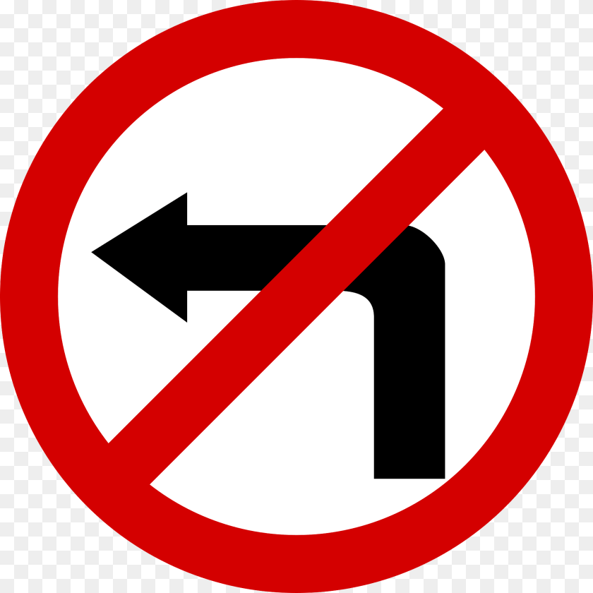 1920x1920 No Left Turn Sign In Poland Clipart, Symbol, Road Sign PNG