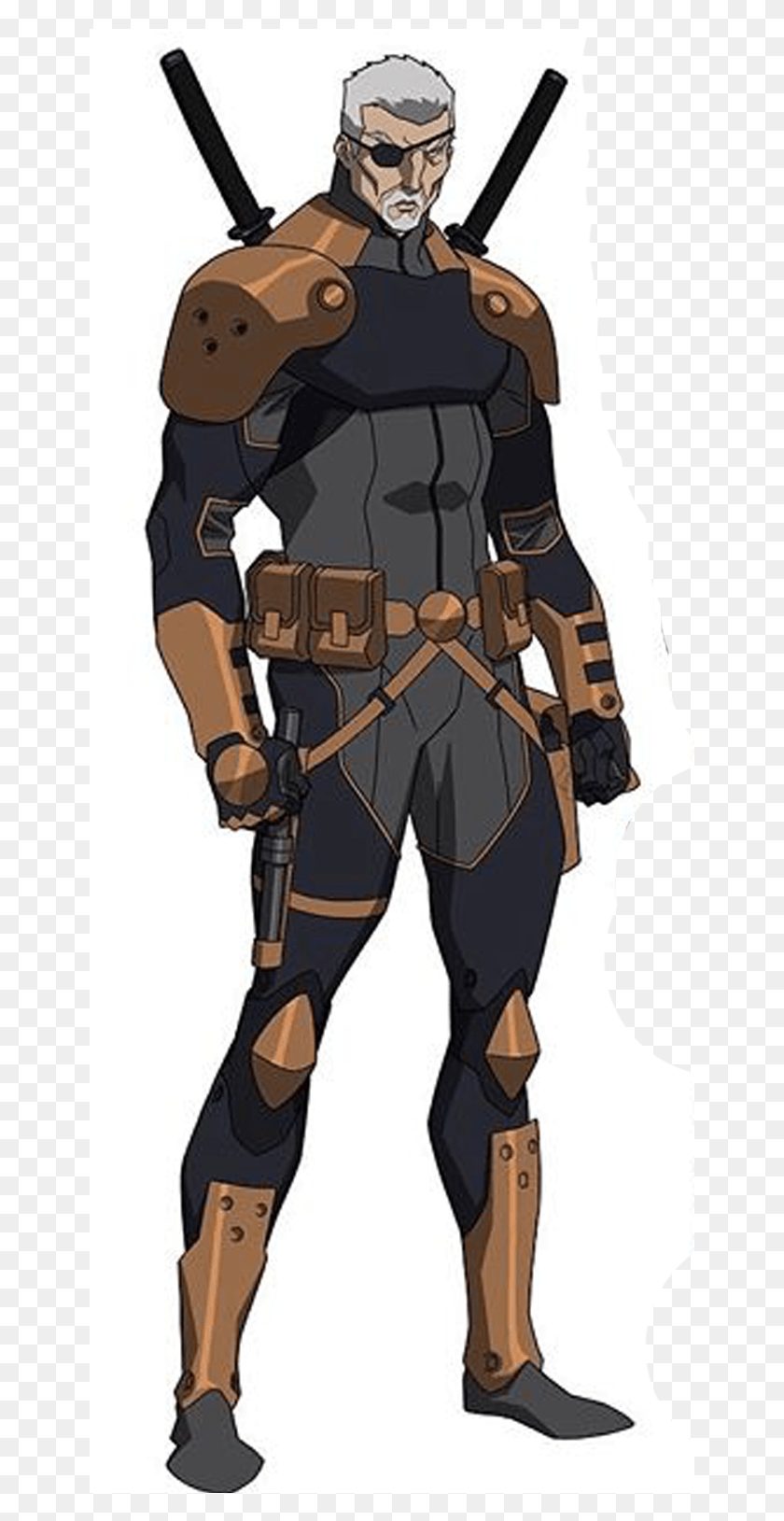 649x1569 No Mask Batman Animated Movies Young Justice Characters Teen Titans Judas Contract Deathstroke, Person, Human, Costume HD PNG Download