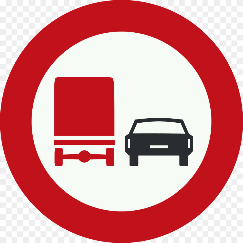 1920x1920 No Overtaking By Heavy Goods Vehicles Sign In Netherlands Clipart, Symbol, Car, Road Sign, Transportation Transparent PNG