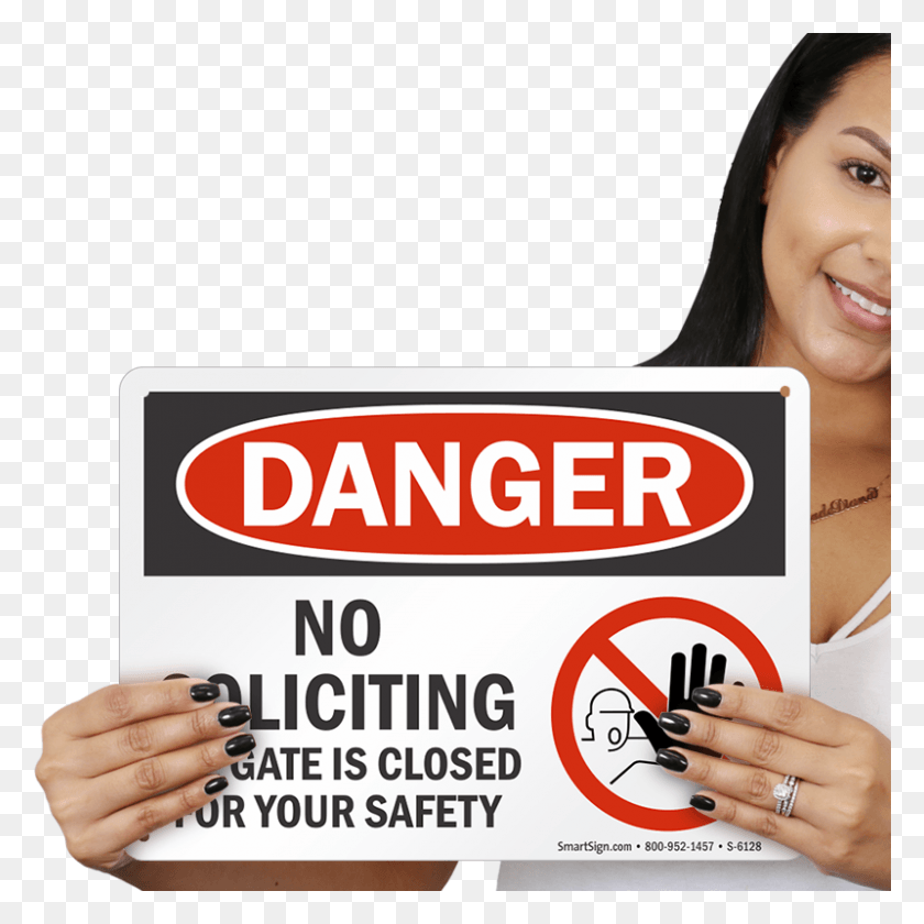800x800 No Soliciting Gate Closed For Safety Sign Girl, Person, Human, Face HD PNG Download