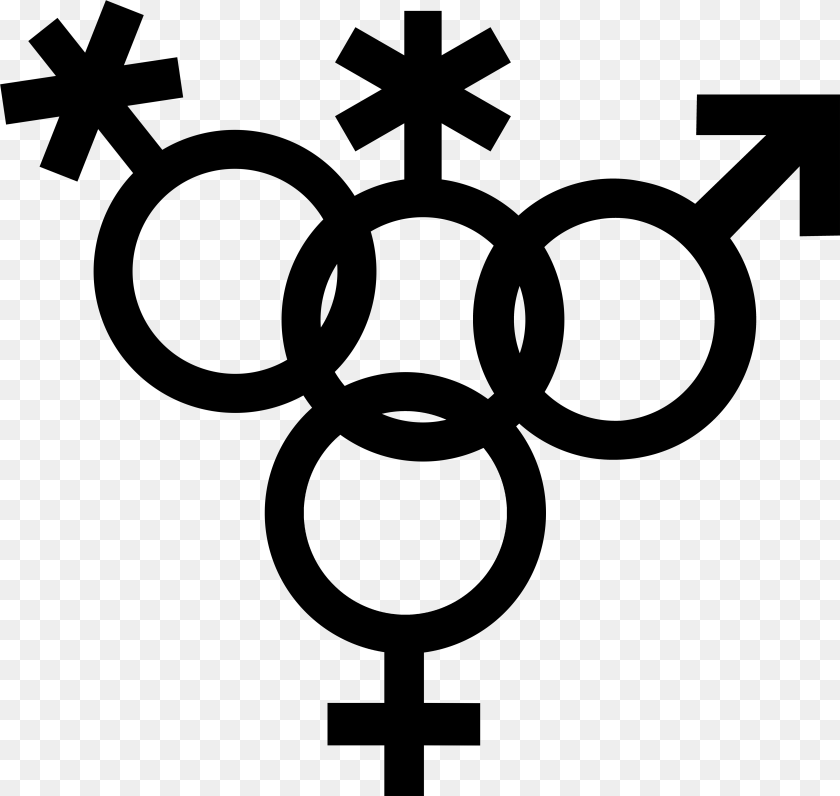 5800x5493 Nonbinary Symbol Interlocked With Nonbinary Venus Gender Symbol Icon Non Binary, Cross, Silhouette PNG