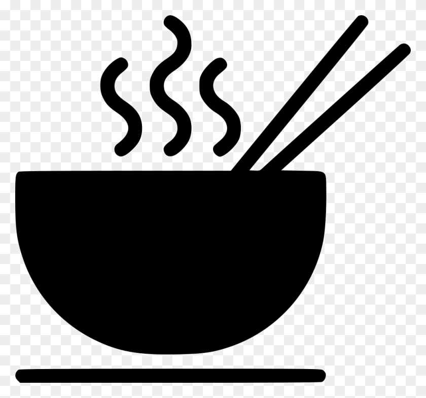 980x910 Noodle Bowl Soup Hot Chopstick Eat Svg Icon Free Noodle Bowl Black And White, Shovel, Tool, Ashtray HD PNG Download