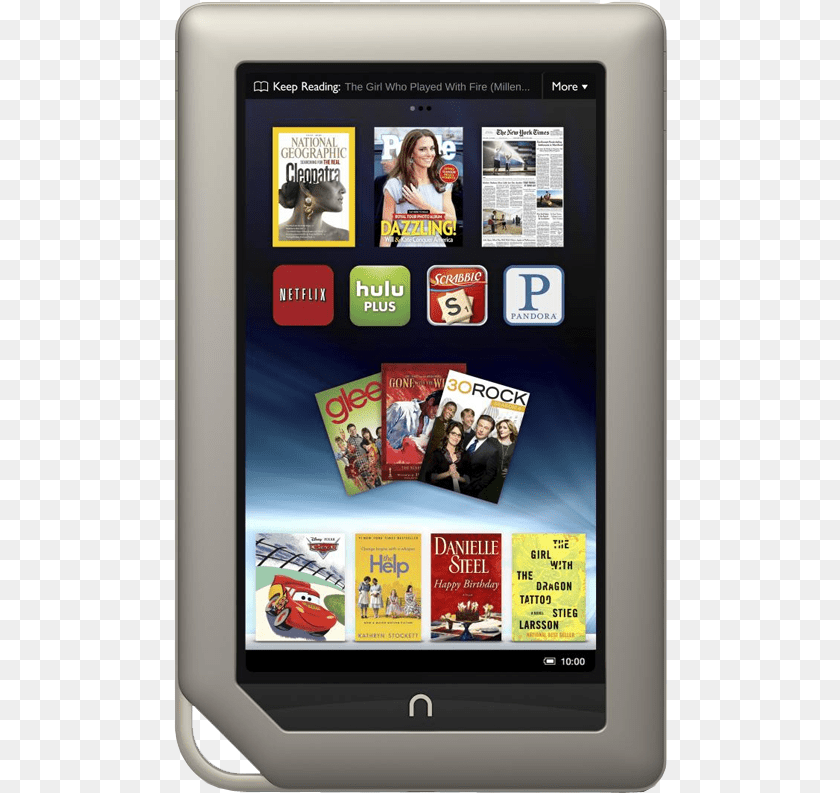 494x793 Nook Tablet Barnes And Noble Nook Tablet, Computer, Electronics, Adult, Female Clipart PNG