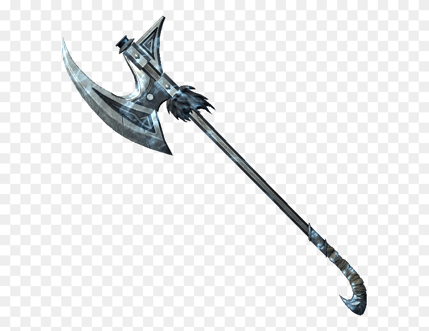 597x588 Nordic Battleaxe Of Ice Skyrim Wiki Skyrim Nordic Battle Axe, Weapon, Weaponry, Sword HD PNG Download