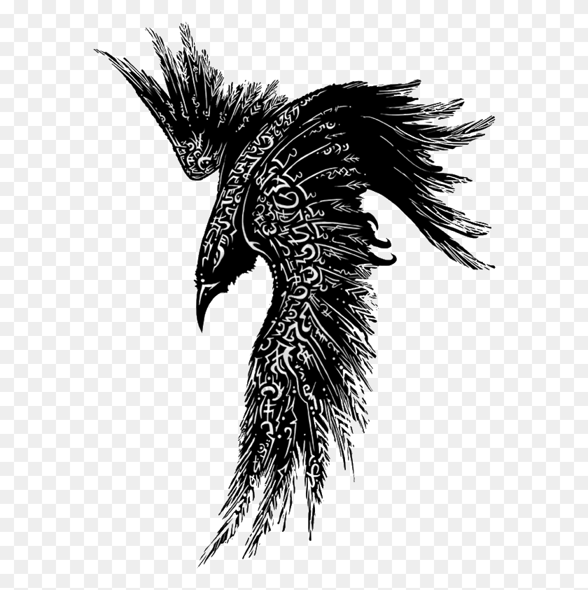 576x783 Nordisches Tattoo Body Art Tattoos Sleeve Tattoos Celtic Raven Tattoo, Nature, Outdoors, Night HD PNG Download