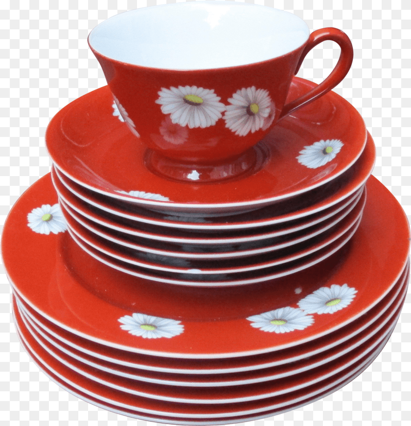 Noritake Red Daisy China Plate PNG