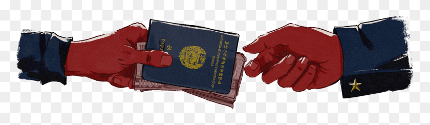 1351x319 North Korea Passport Hand, Text, Id Cards, Document HD PNG Download