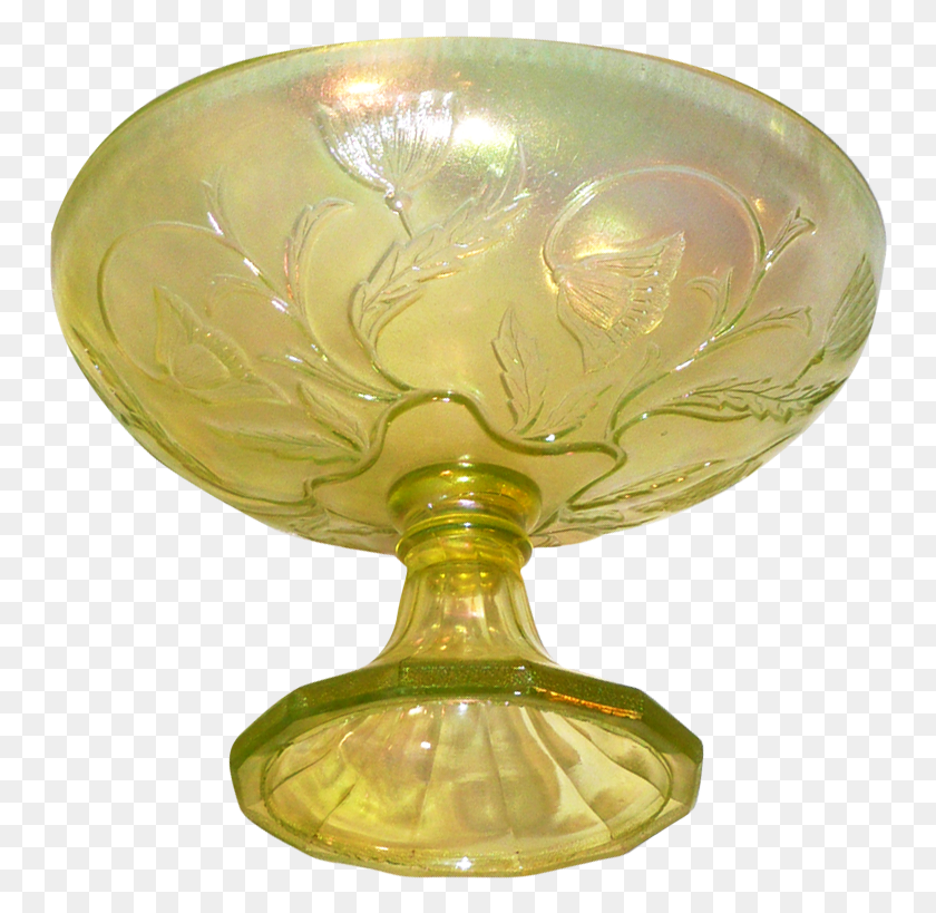 754x759 Northwood Vining Poppies Topaz Vaseline Stretch Glass Wine Glass, Goblet, Lamp, Lighting HD PNG Download